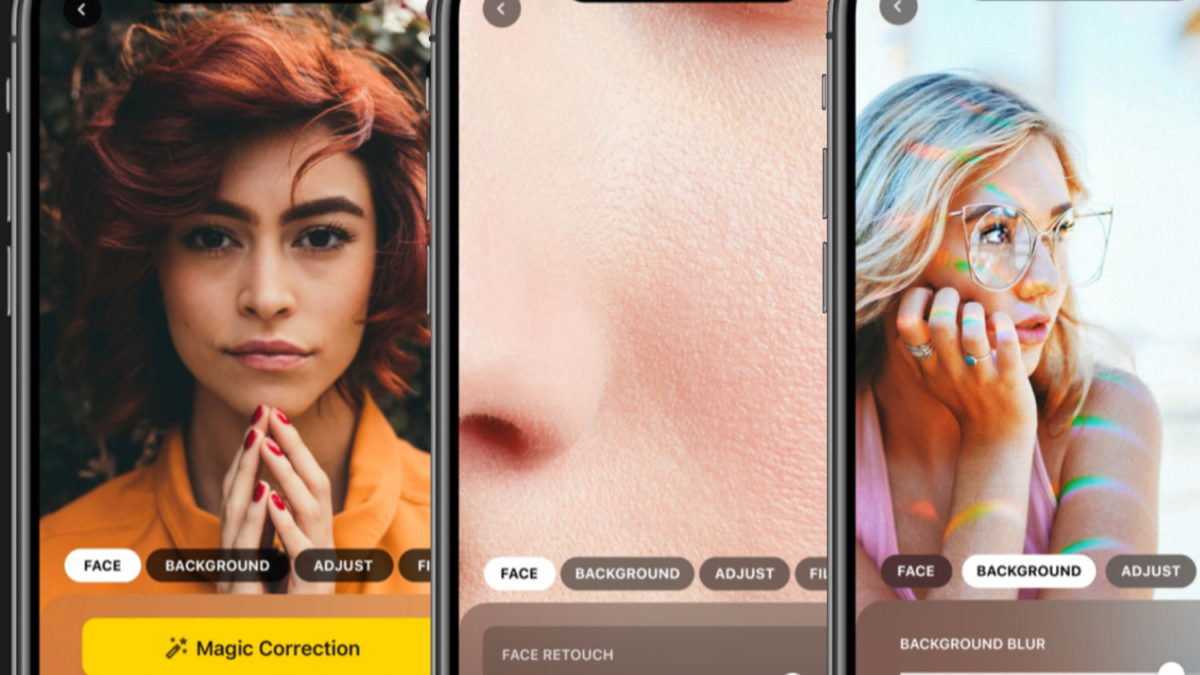pantallas apps para retocar retratos y selfies